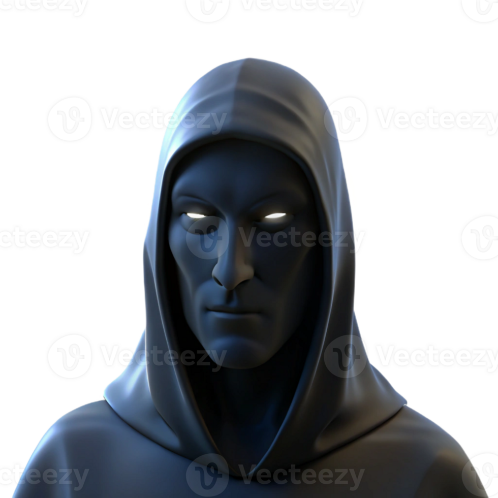 vibrant minimalist Portrait of a mysterious figure shrouded in shadows, illuminated by a single ray of light, in a noir style premium png