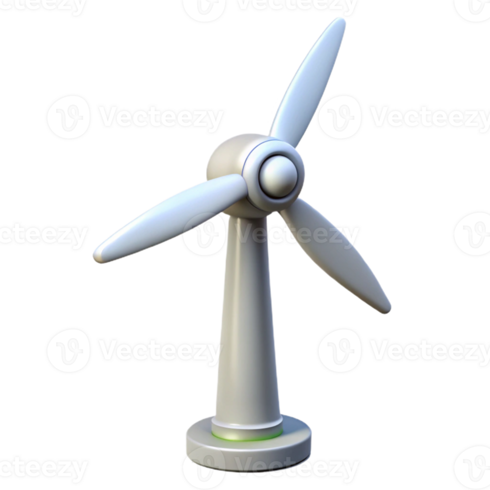 serene creative A wind turbine generating electricity, rotating blades, blue sky, realistic style original png