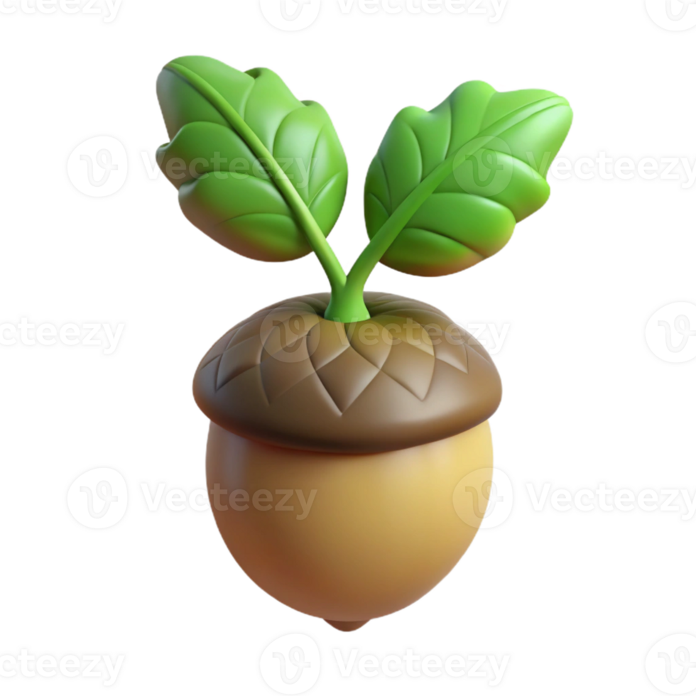 dramatic creative A sprouting acorn, with a tiny oak tree emerging, soft diffused light, botanical illustration style 4K png