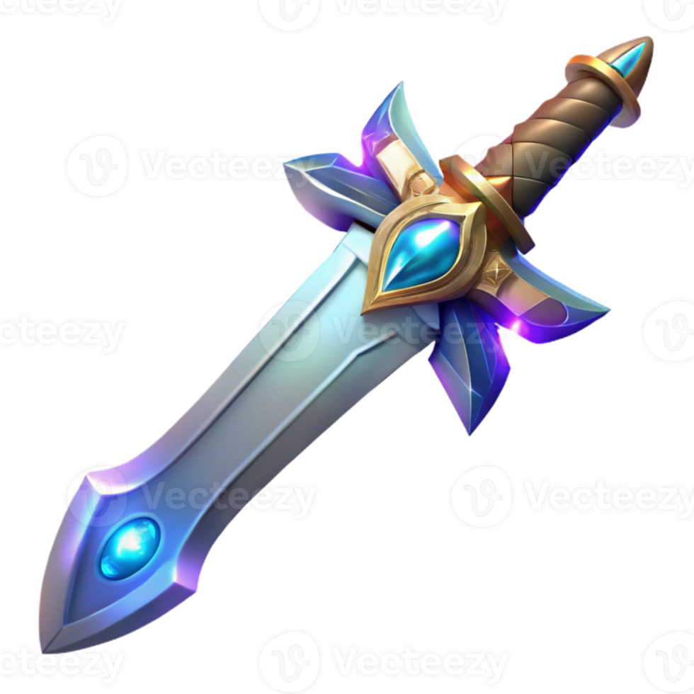 dramatic classic A enchanted sword with a glowing blade, intricate hilt, fantasy art premium png