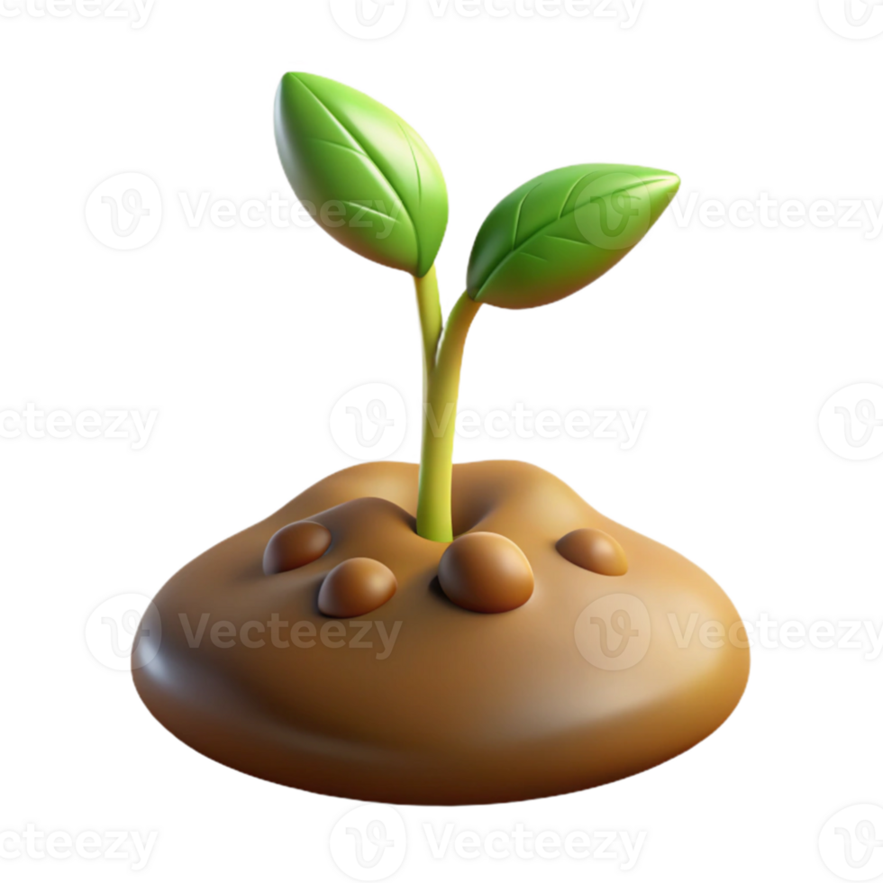 serene creative A sprouting seed, breaking through the soil, warm, earthy tones, time-lapse photography style premium png