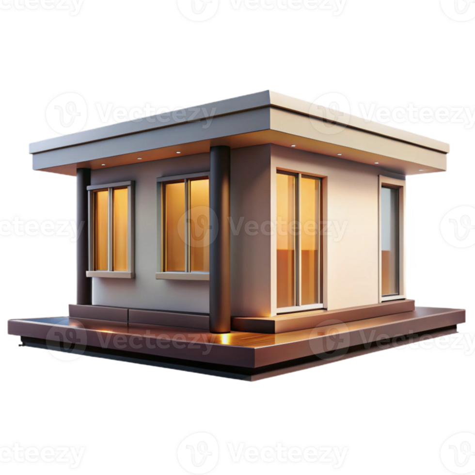 vibrant modern Prefabricated modular house, sleek design, customizable elements, even lighting high quality png