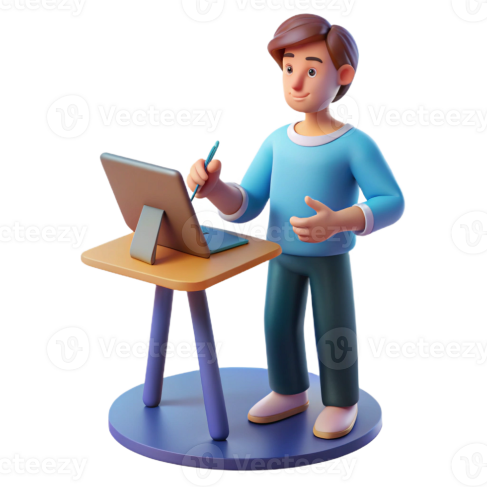 extraordinary traditional A digital artist creating a 3D model using a stylus and tablet, studio lighting, digital art style premium png