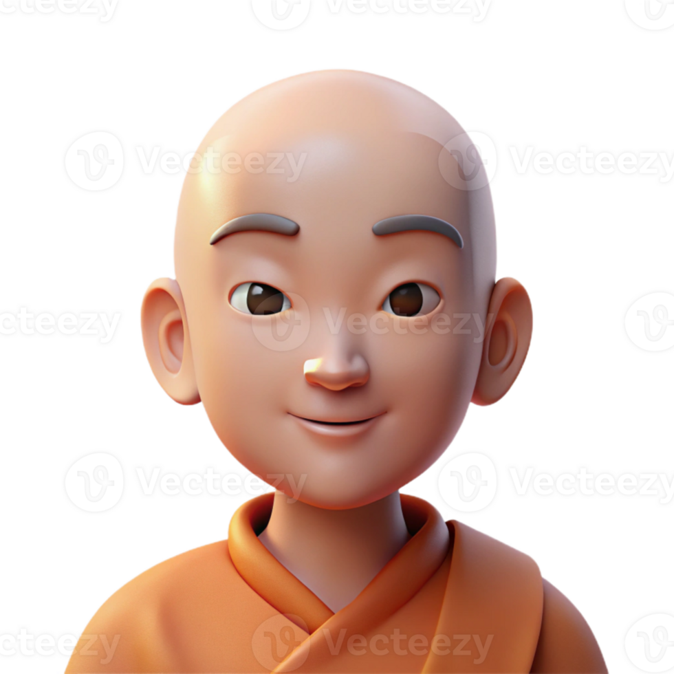elegant rustic Portrait of a serene monk with a shaved head and peaceful expression, lit by soft, natural light, in a minimalist style genuine png