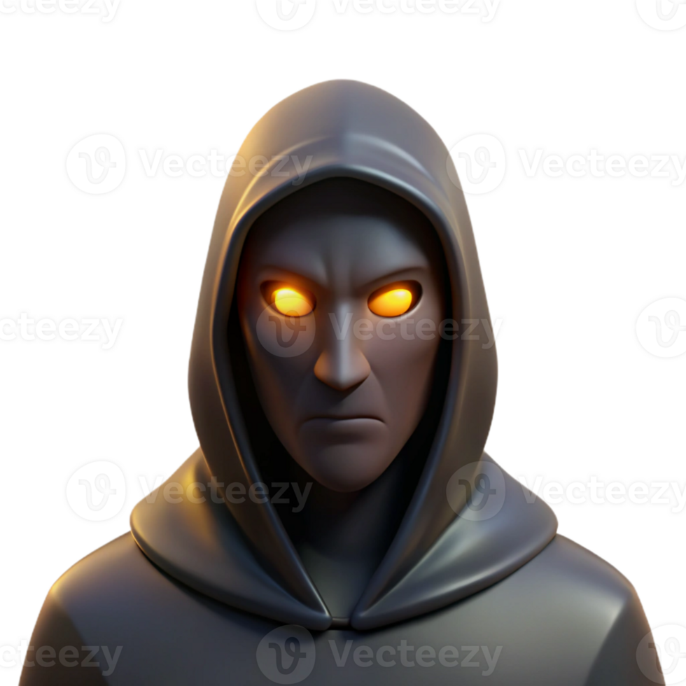 dramatic vintage Portrait of a mysterious figure shrouded in shadows, with only one eye visible, lit by a dim, flickering light, in a noir style exclusive png