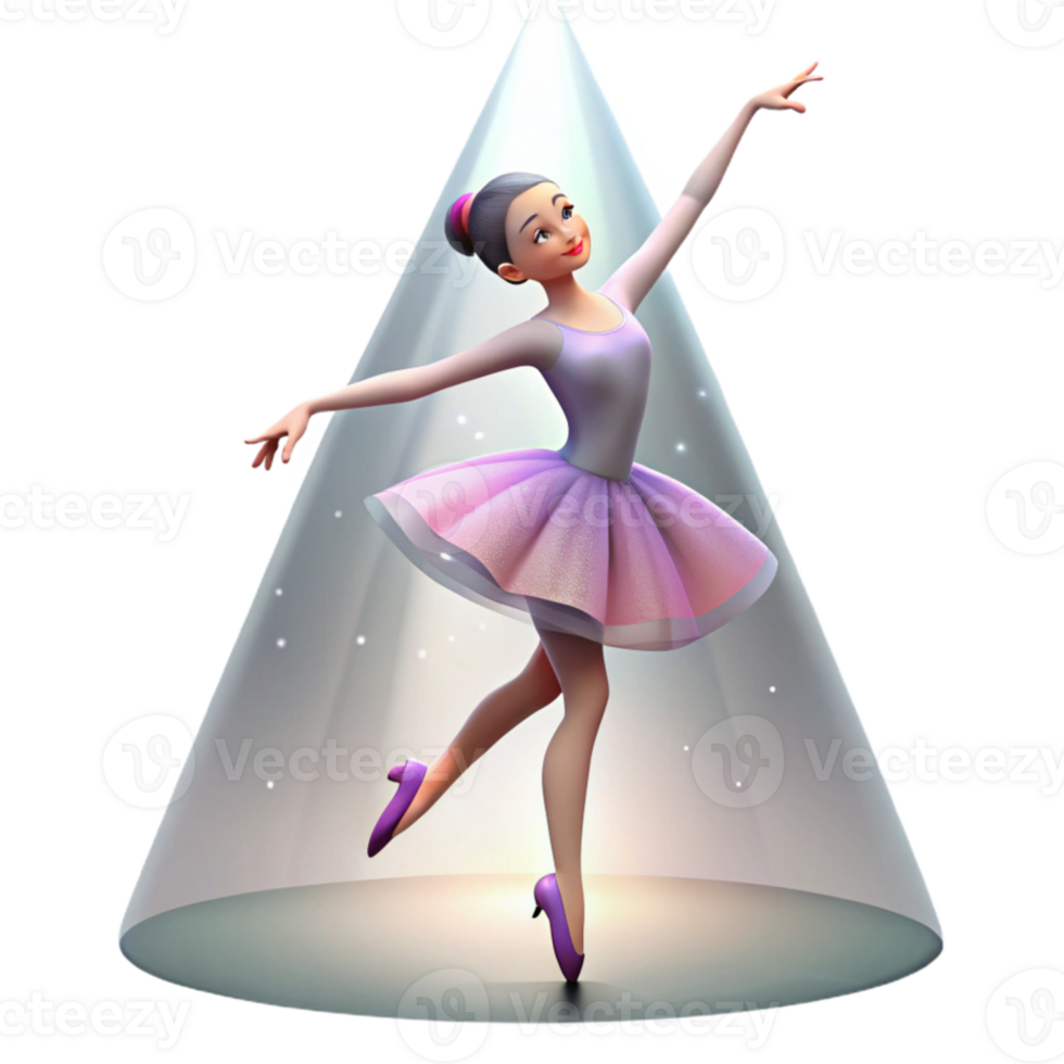 serene artistic Portrait of a graceful ballerina in a flowing tutu, mid-leap, lit by stage spotlights, in an impressionistic style professional png