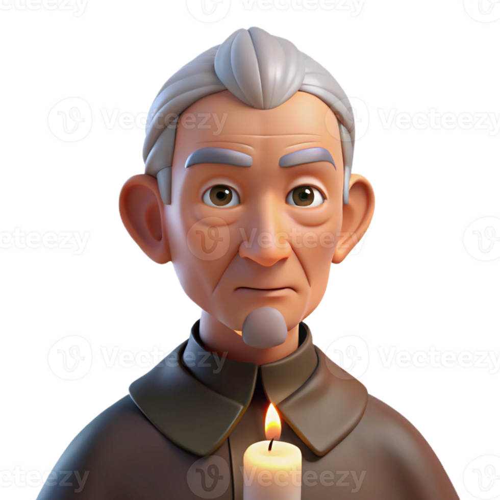 wonderful artistic Portrait of an elderly man with deep wrinkles and a wise gaze, illuminated by a single candle, in the style of a Caravaggio painting high quality png