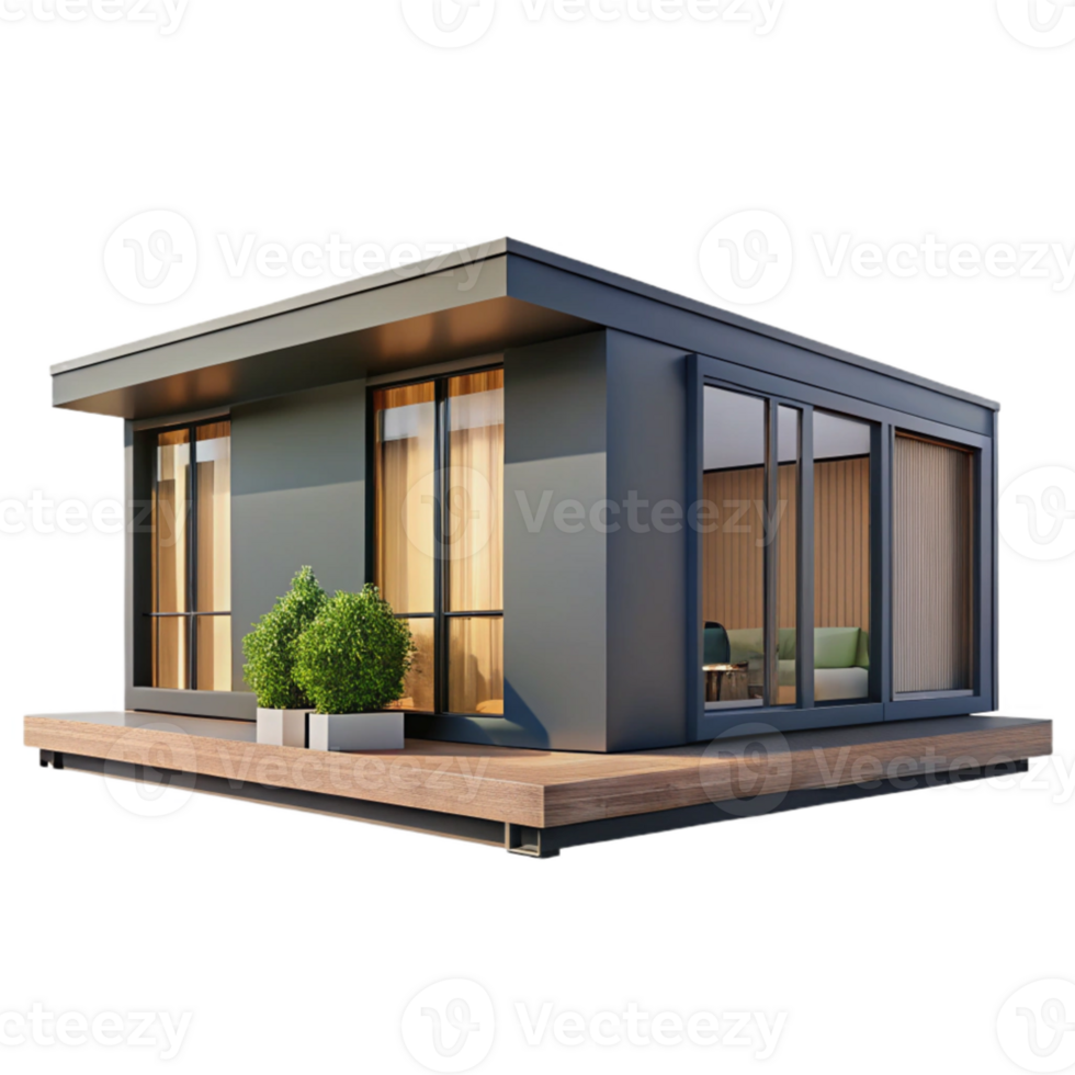 elegant traditional Prefabricated modular home, minimalist design, large windows, natural light, modern architecture, 8k, premium png