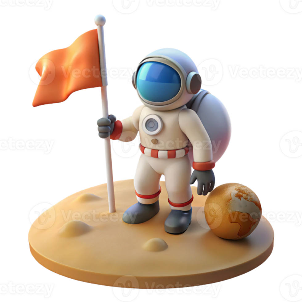 wonderful rustic A lone astronaut planting a flag on a newly discovered planet. Historic, hopeful, bright lighting high resolution png