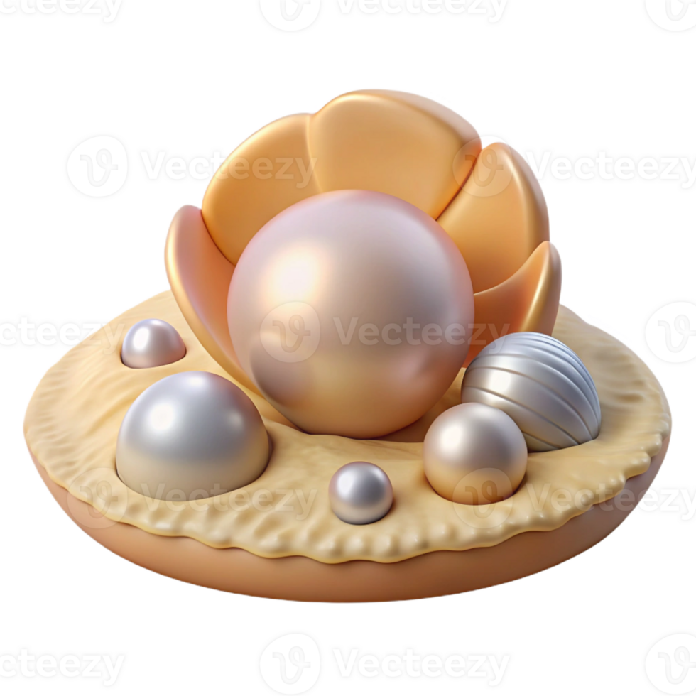 beautiful creative A single pearl resting on the seabed, surrounded by sand and shells, simple, minimalist style authentic png