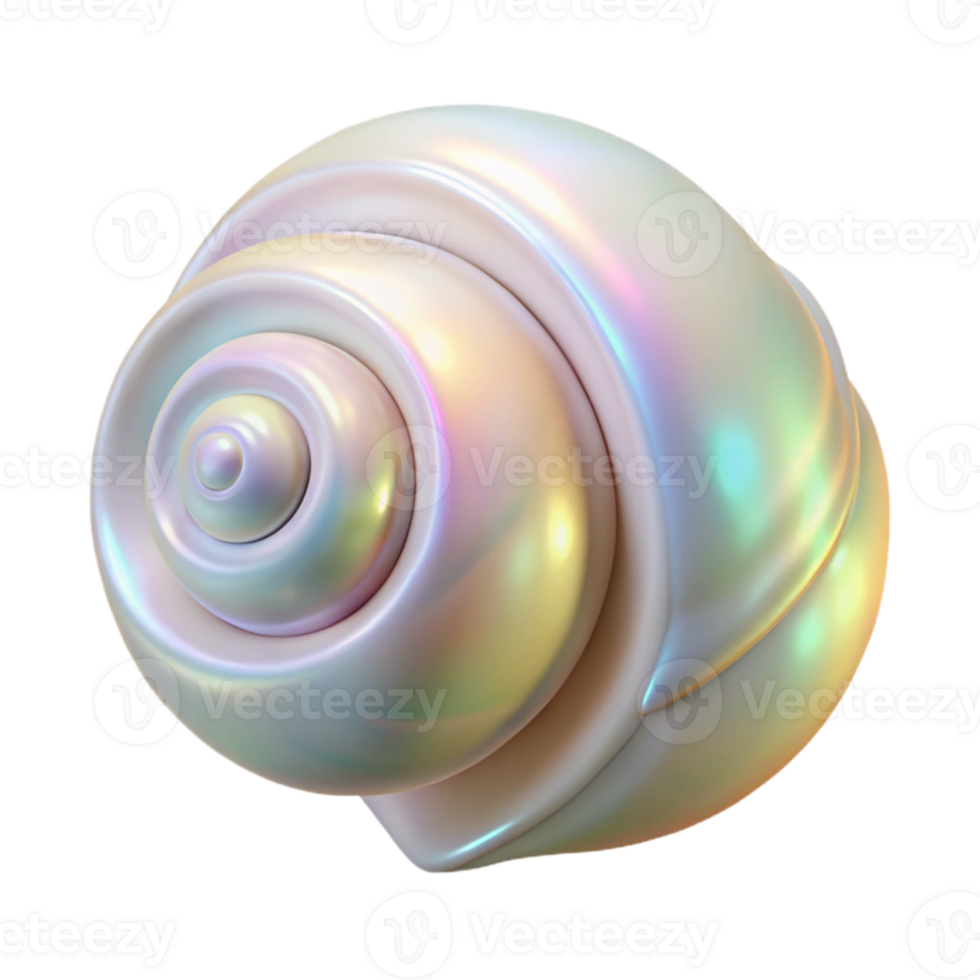 magnificent creative A spiral seashell, pearly white with iridescent reflections, studio lighting, photorealistic style professional png