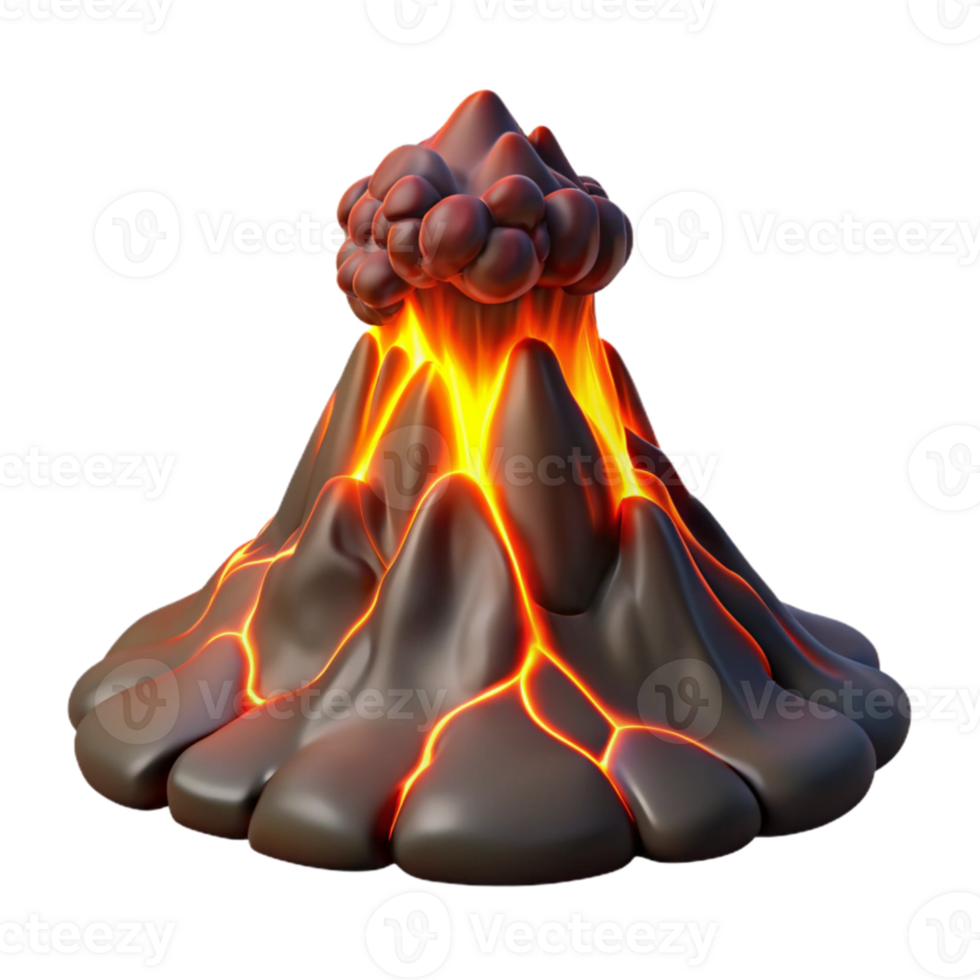 elegant classic A volcanic eruption, fiery lava flowing, dramatic and powerful professional png