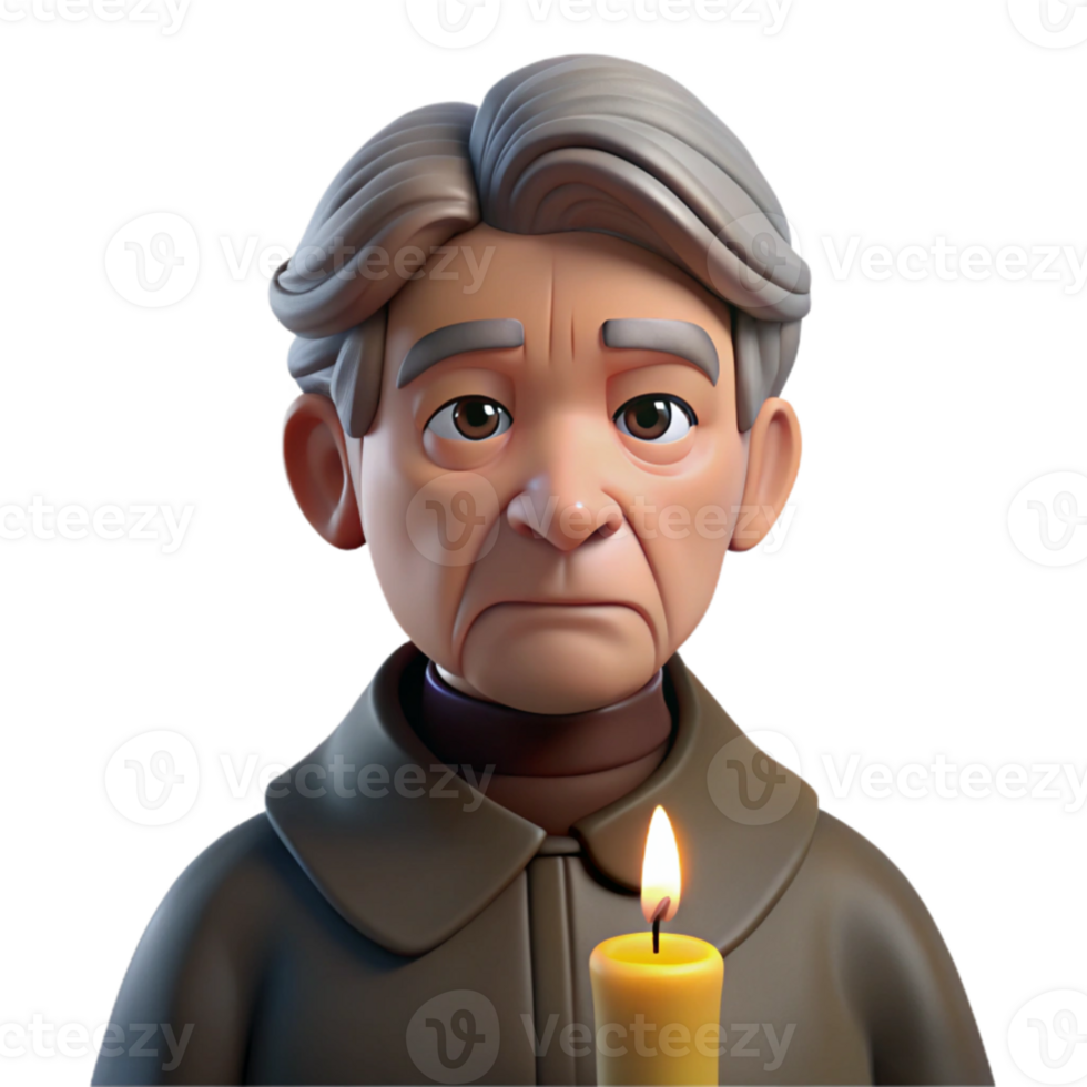 wonderful abstract Portrait of an elderly man with deep wrinkles and a thoughtful expression, illuminated by a single candle, in the style of a Caravaggio painting detailed png