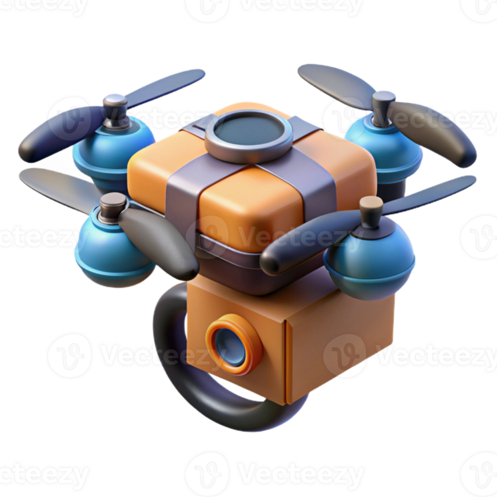 elegant traditional A futuristic drone delivering a package, sleek design, urban environment, realistic style detailed png