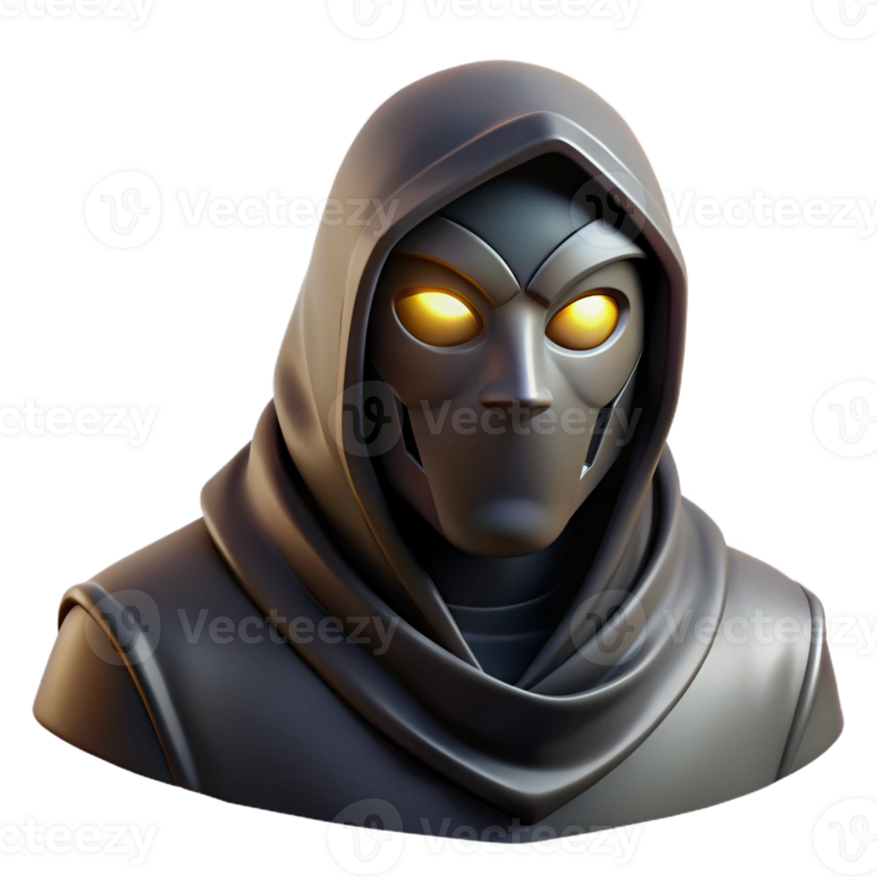 elegant creative Portrait of a mysterious masked figure with piercing eyes, shrouded in shadows, lit by a single beam of light, in a noir art style 4K png