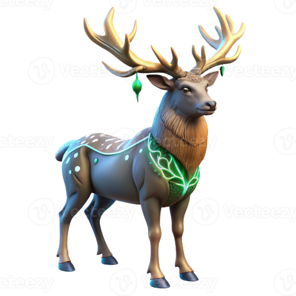 dramatic vintage A majestic stag with antlers crafted from intertwined tree branches and glowing runes, illuminated by a dappled forest light, in a fantasy art style genuine png