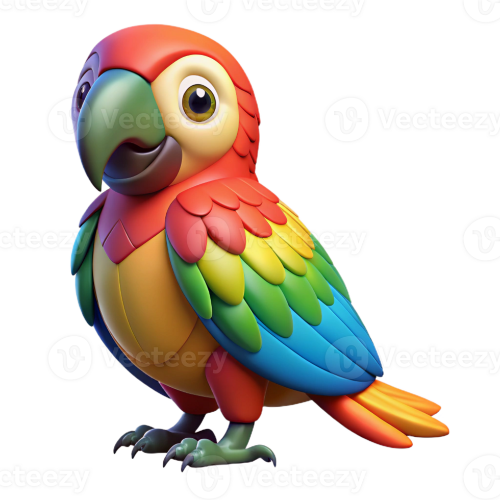 beautiful modern Portrait of a colorful parrot with vibrant plumage, a playful expression, and a perched pose, lit by studio lighting, in a pop art style premium png