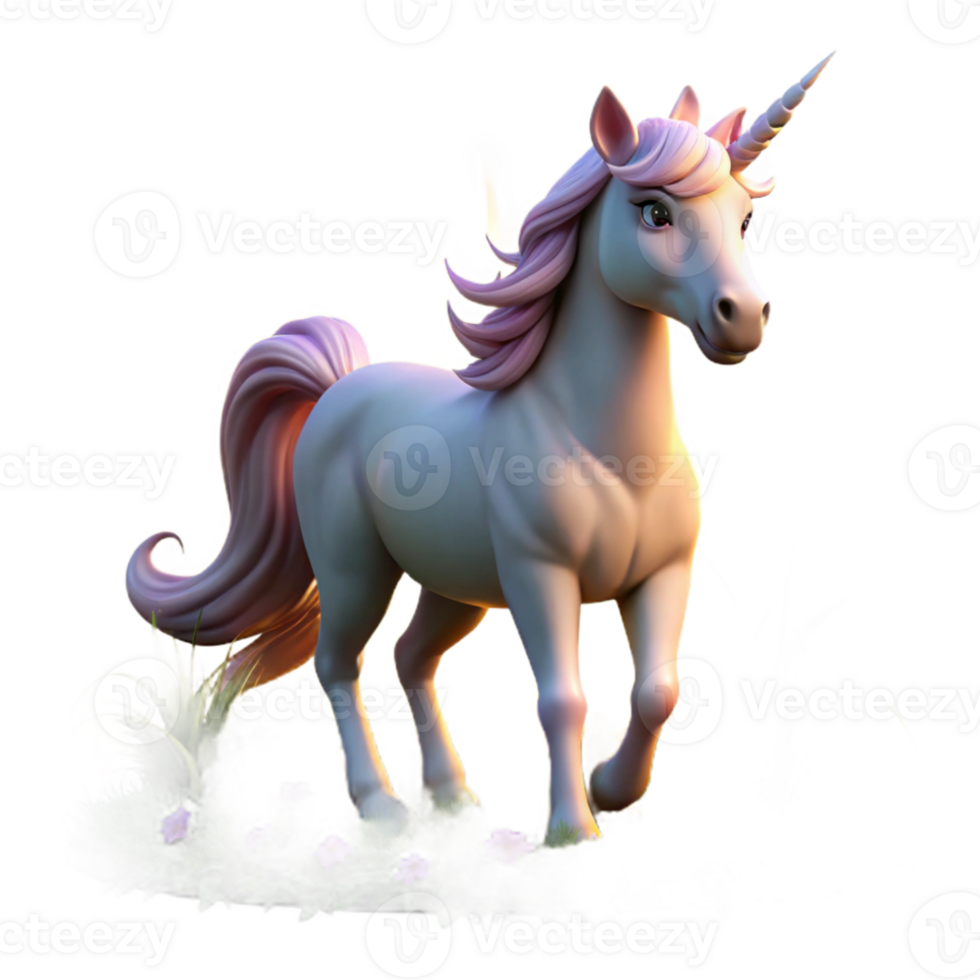beautiful traditional A majestic unicorn grazing in a meadow of wildflowers, illuminated by the golden rays of the setting sun. Magical fantasy, realistic style high quality png