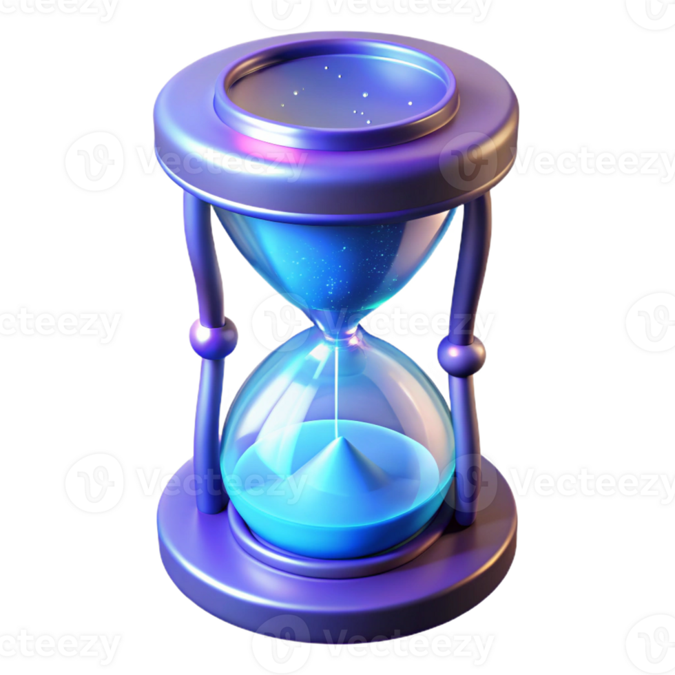 extraordinary traditional A magical hourglass filled with shimmering sand, soft blue lighting, fantasy art style 4K png
