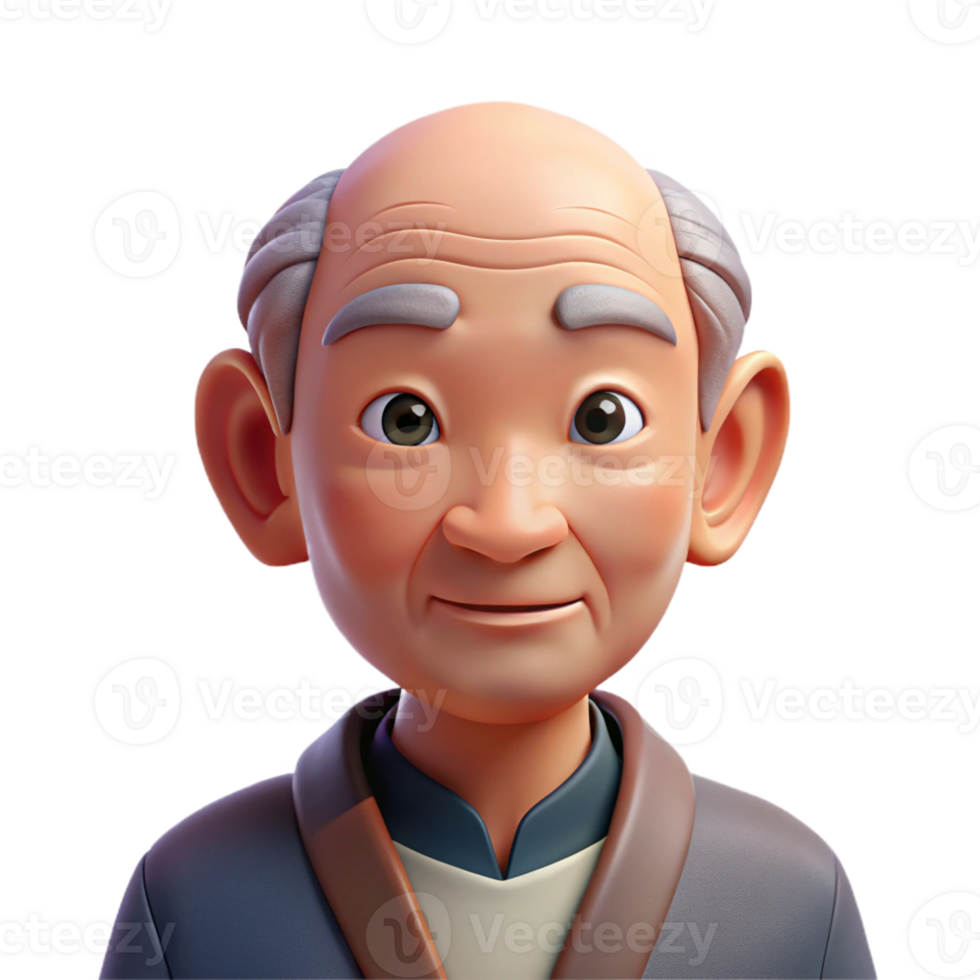 stunning rustic Close-up portrait of an elderly anime man with a wise, gentle expression, intricate wrinkles, warm lighting, Studio Ghibli style, soft focus detailed png