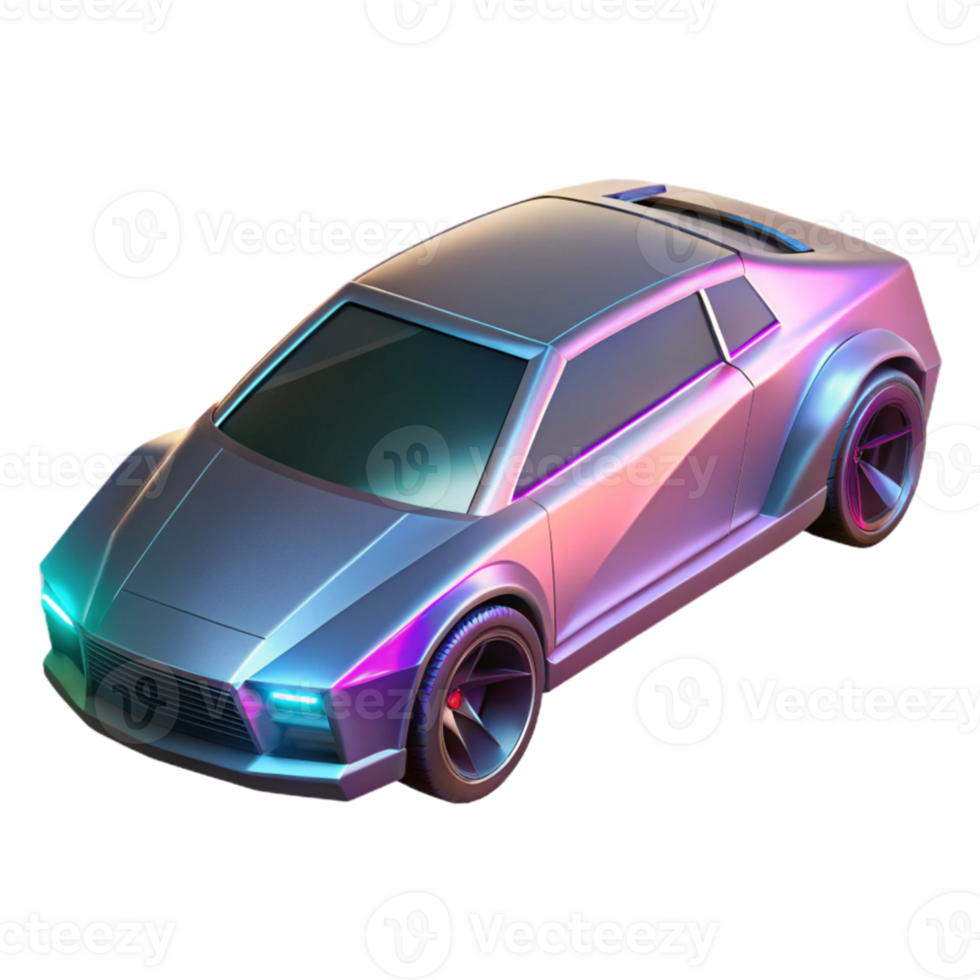 dramatic minimalist A futuristic car with transparent windows, sleek design, neon lights, cyberpunk style original png