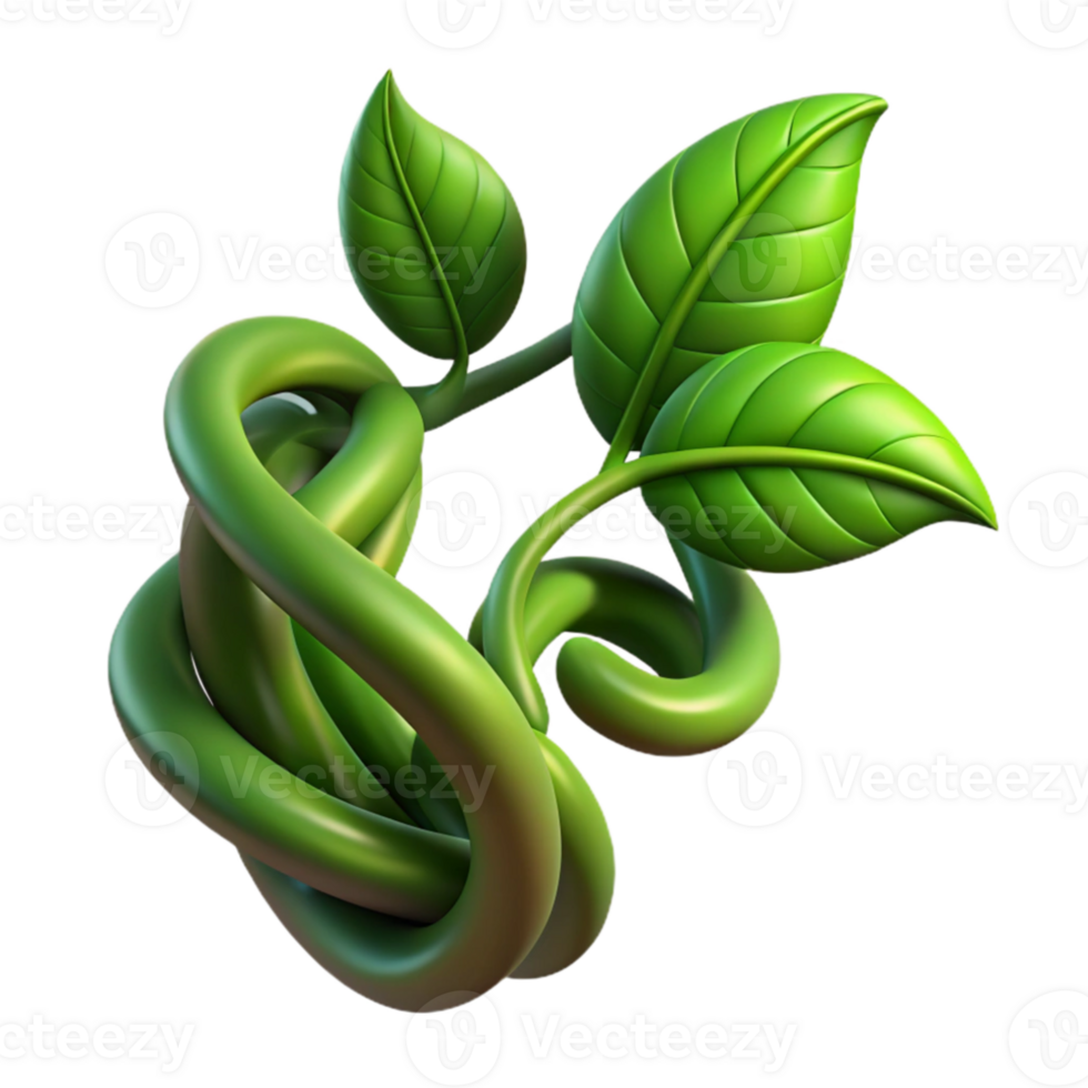 beautiful abstract A coiled vine with lush green leaves, intricate details, botanical illustration style, dramatic lighting exclusive png