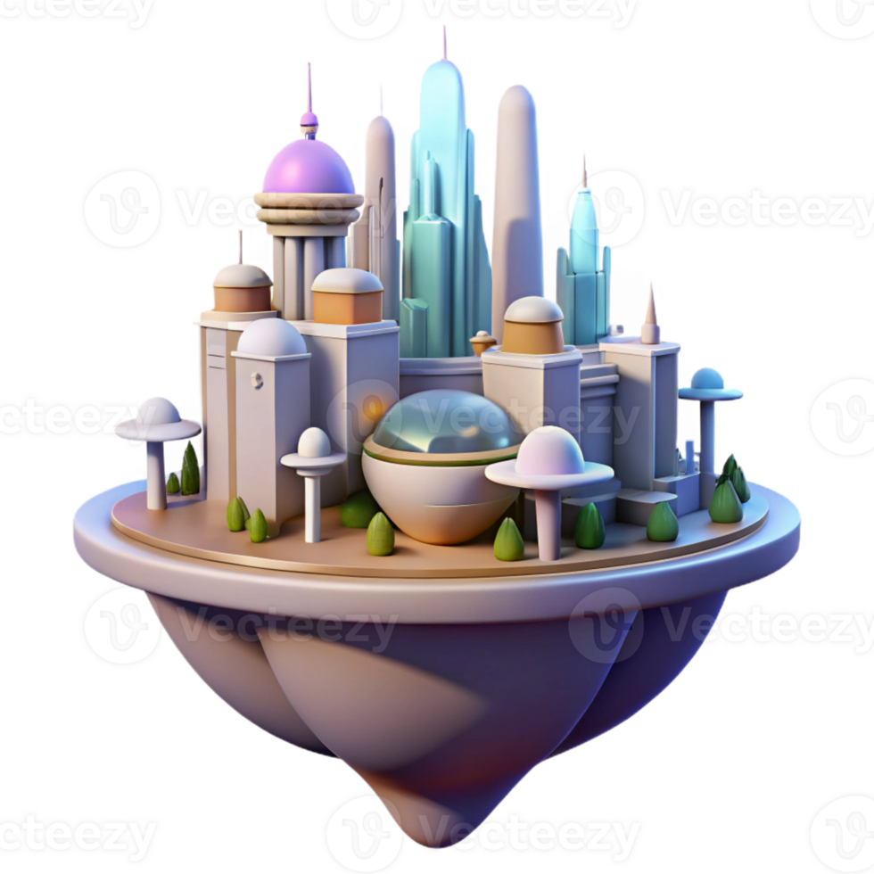 wonderful traditional A futuristic city built on interconnected floating islands, utopian design, soft, warm lighting exclusive png