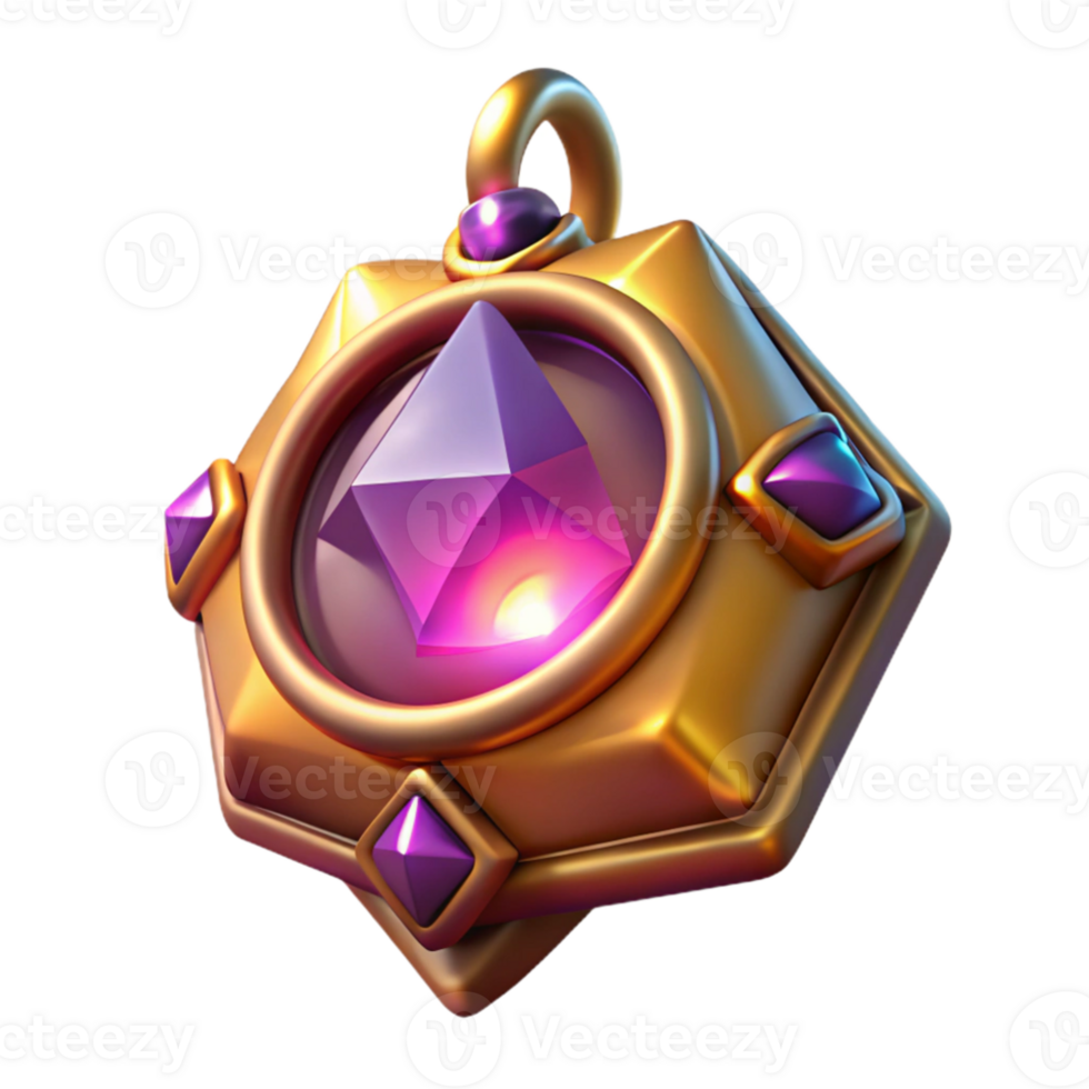 extraordinary modern A mystical amulet radiating magical energy, glowing gem, fantasy art original png