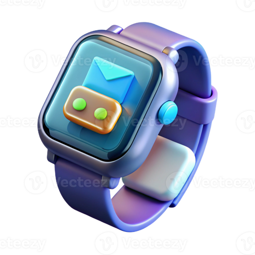 impressive artistic A smart watch displaying holographic notifications, futuristic user interface, sleek design 4K png