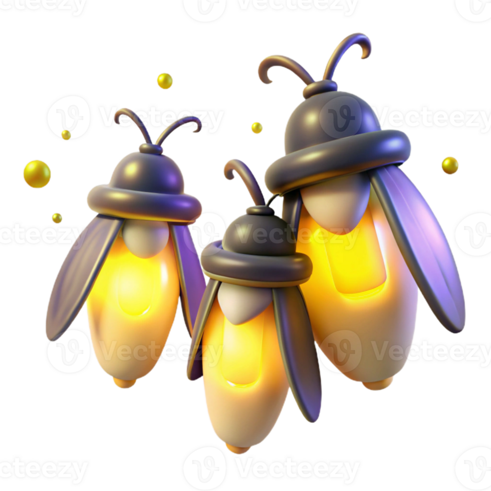 vibrant traditional A group of fireflies glowing in the twilight, magical lighting, ethereal style 4K png