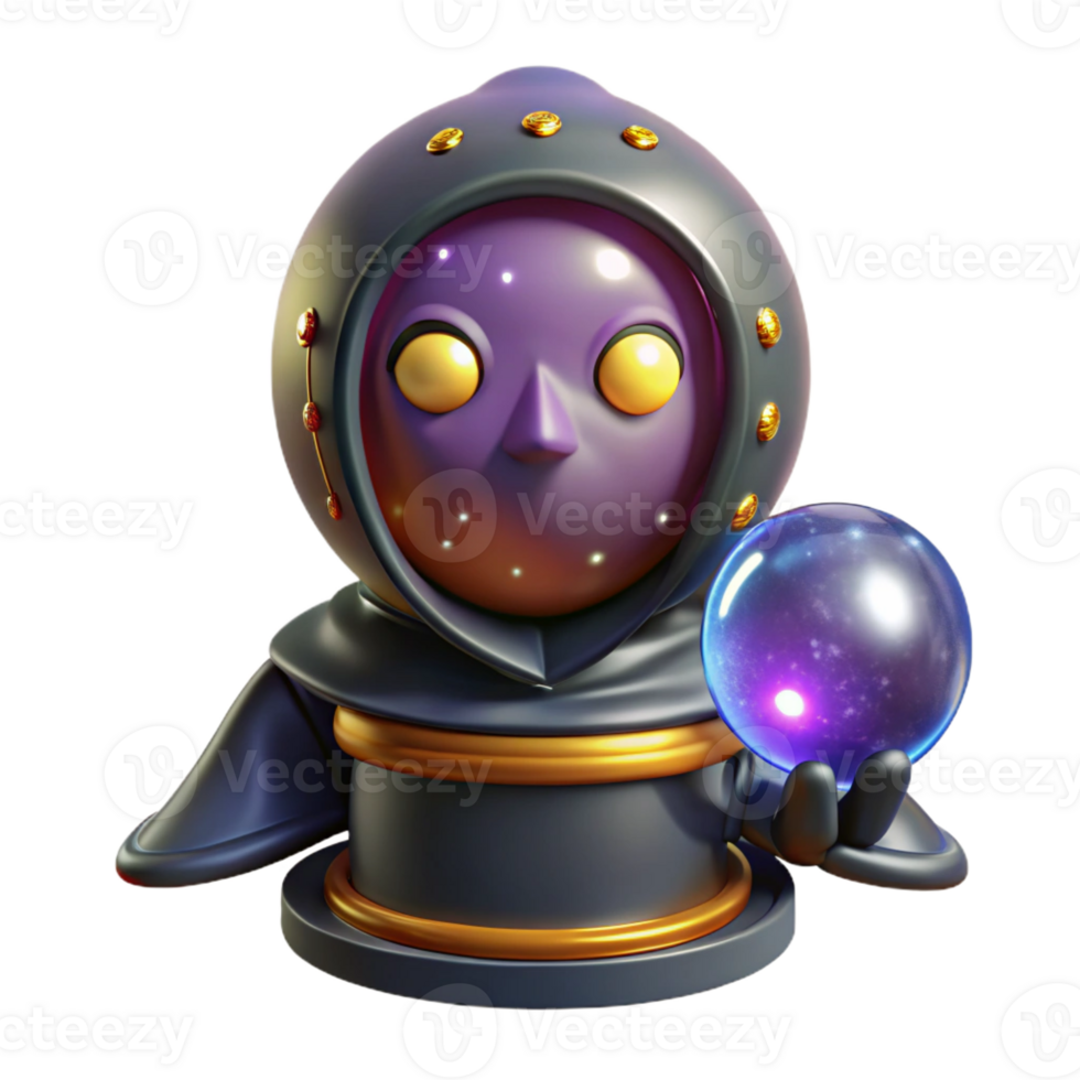 dramatic creative A mysterious masked fortune teller, gazing into a swirling crystal ball filled with galaxies, lit by candlelight. Victorian style authentic png