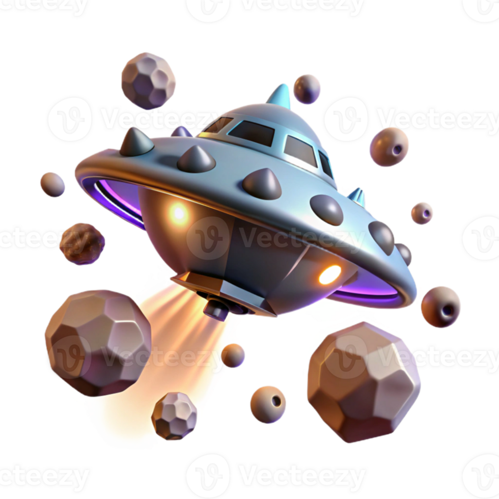 stunning modern A spaceship traveling through a field of asteroids, dynamic lighting, perilous, science fiction style authentic png