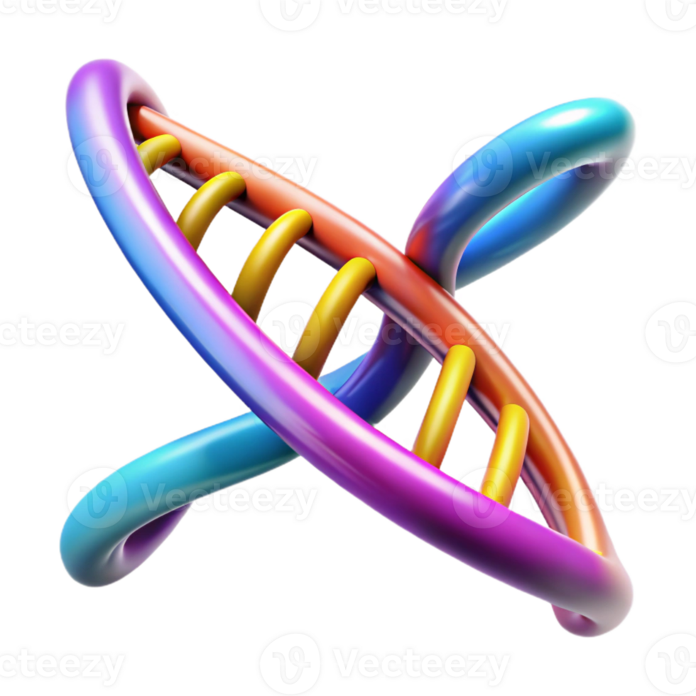 impressive abstract A DNA strand visualized as a glowing double helix, vibrant colors, scientific illustration style original png