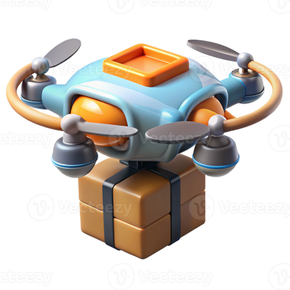 magnificent creative A futuristic drone delivering a package in a dense urban environment, fast motion blur, cyberpunk style premium png