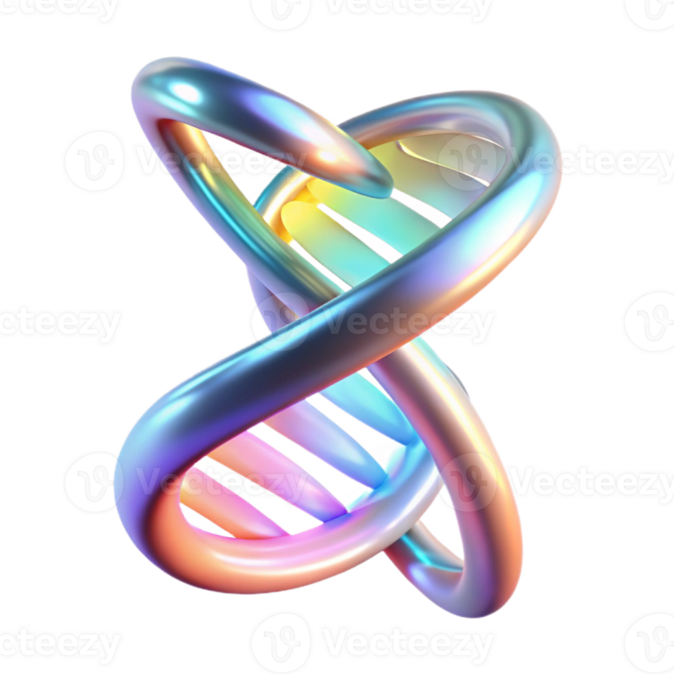 vibrant contemporary A holographic projection of a DNA double helix rotating slowly, glowing with an inner luminescence, lit by a soft, diffused light. Scientific illustration style original png