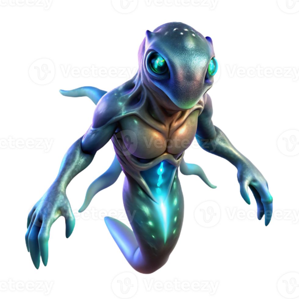 serene artistic A bioluminescent alien creature with iridescent scales, floating through a dark, ethereal void, glowing with an internal light, intricate details, Greg Rutkowski style 4K png