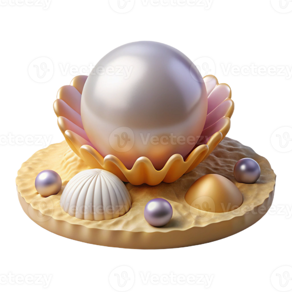 serene vintage A single pearl resting on the seabed, surrounded by sand and shells, simple, minimalist style professional png