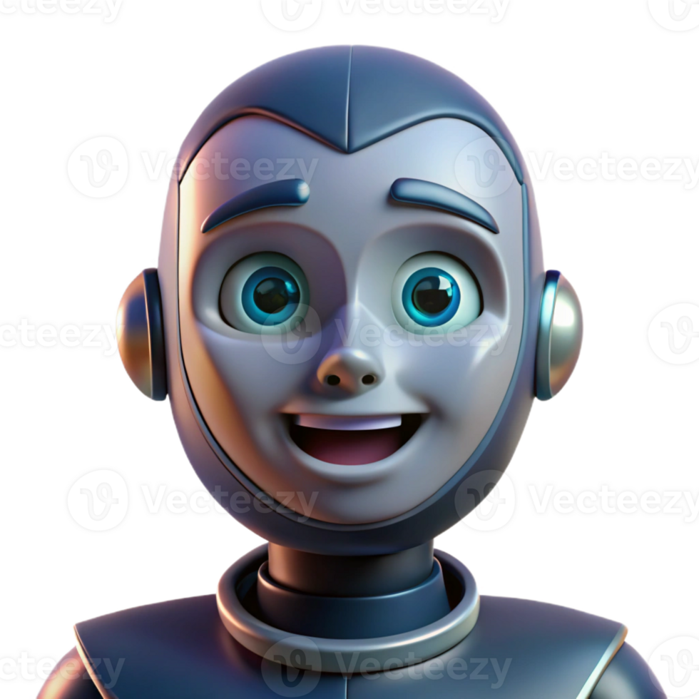 magnificent creative A robotic face displaying a range of human emotions, lit by dramatic lighting, in a close-up, portrait style original png