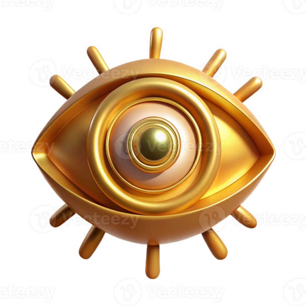 serene classic A single eye radiating concentric circles of golden magic, illuminated by a divine light, in a symbolic art style exclusive png