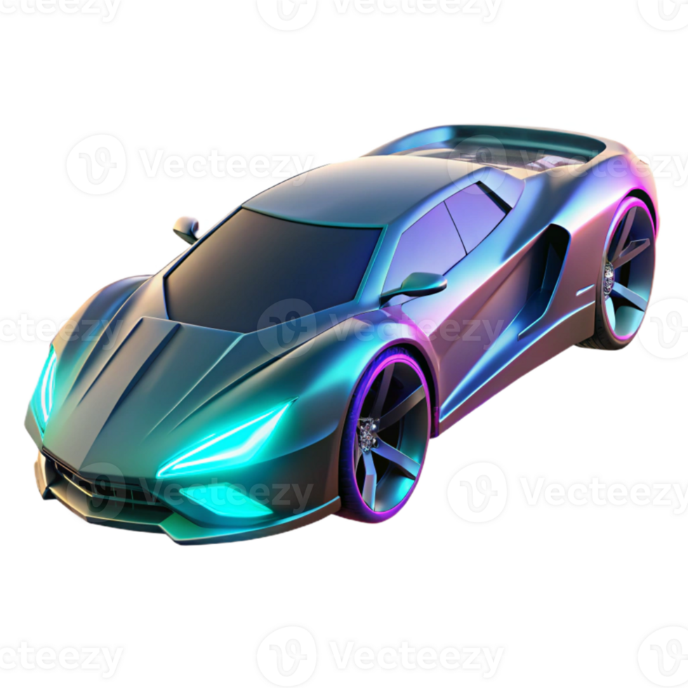 beautiful modern A futuristic sports car hovering above the ground, sleek and aerodynamic design, neon accents, dynamic lighting genuine png