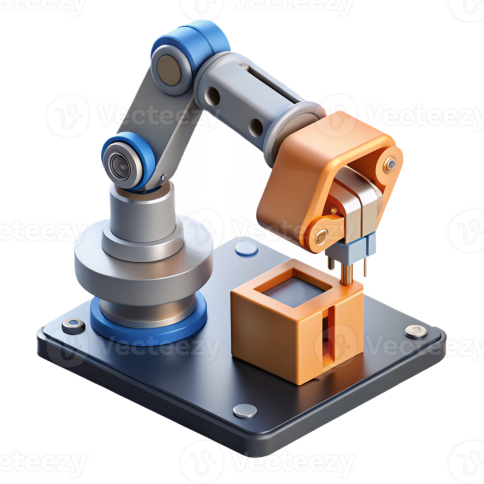 elegant classic A robotic arm assembling a complex microchip, industrial lighting, photorealistic style detailed png