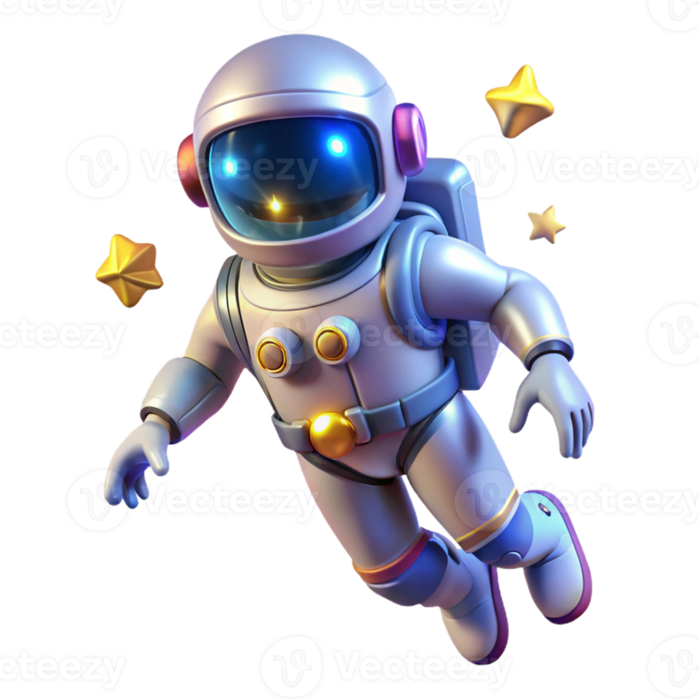 extraordinary abstract A robotic astronaut with a jetpack and reflective visor, floating in space, illuminated by the distant stars. Space art style exclusive png