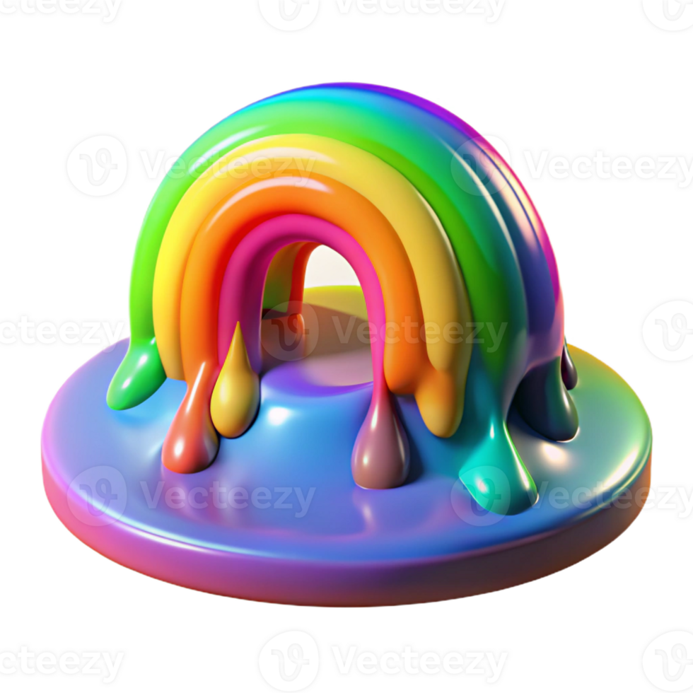 extraordinary modern A melting rainbow dripping onto a fractal landscape, in a vibrant pop art style, exclusive png