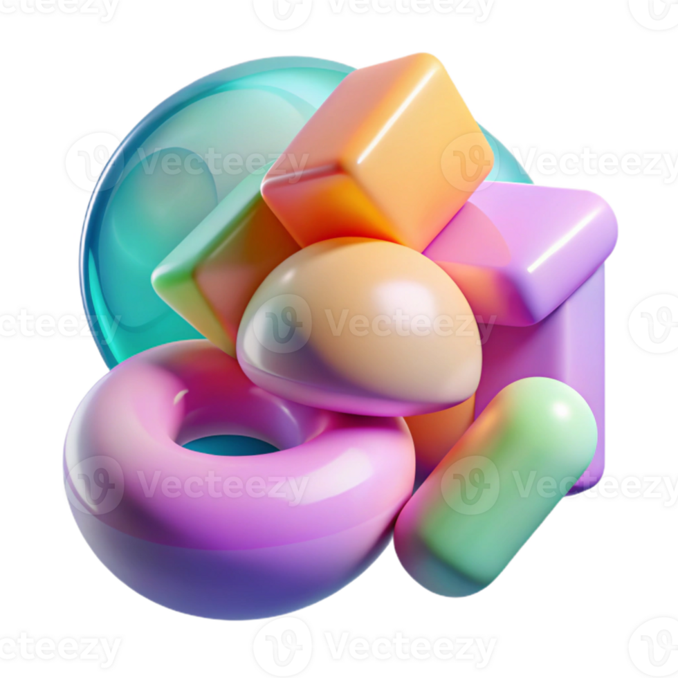 beautiful modern A dynamic composition of overlapping, translucent shapes, in a vibrant, pastel palette, with soft, diffused lighting detailed png