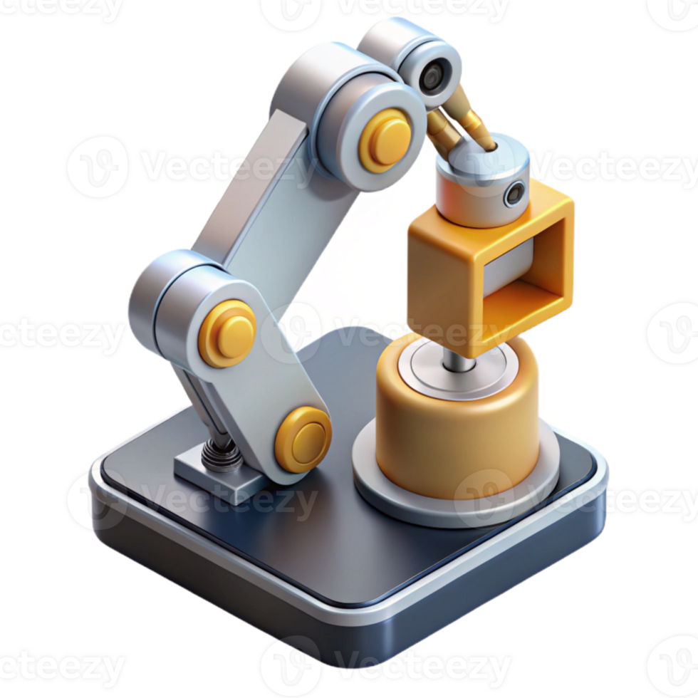stunning minimalist A robotic arm assembling a microchip, precise movements, industrial lighting, realistic style exclusive png