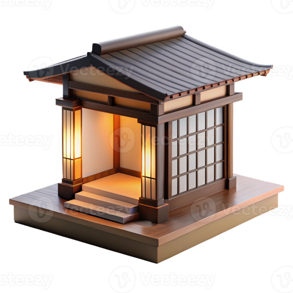 magnificent contemporary Japanese tea house, minimalist design, tranquil garden setting, soft morning light, sliding shoji screens 4K png