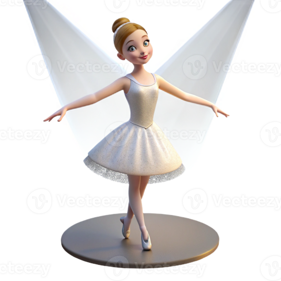 wonderful creative Portrait of a graceful ballerina with a delicate tutu, poised posture, and serene expression, lit by a single spotlight authentic png