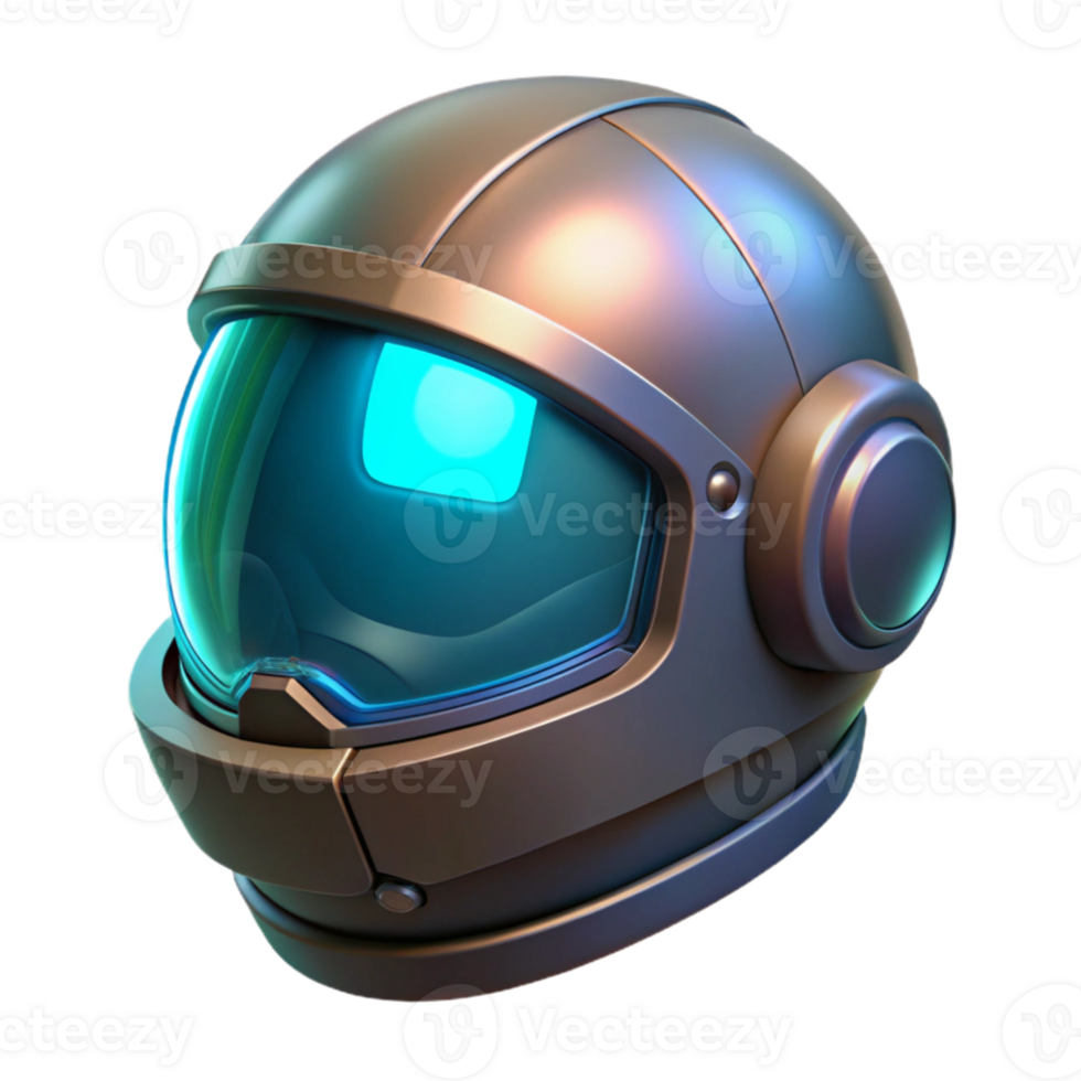 dramático abstrato uma futurista capacete, com uma transparente viseira e brilhando hud mostrar, flutua dentro a escuridão. cyberpunk estilo genuíno png