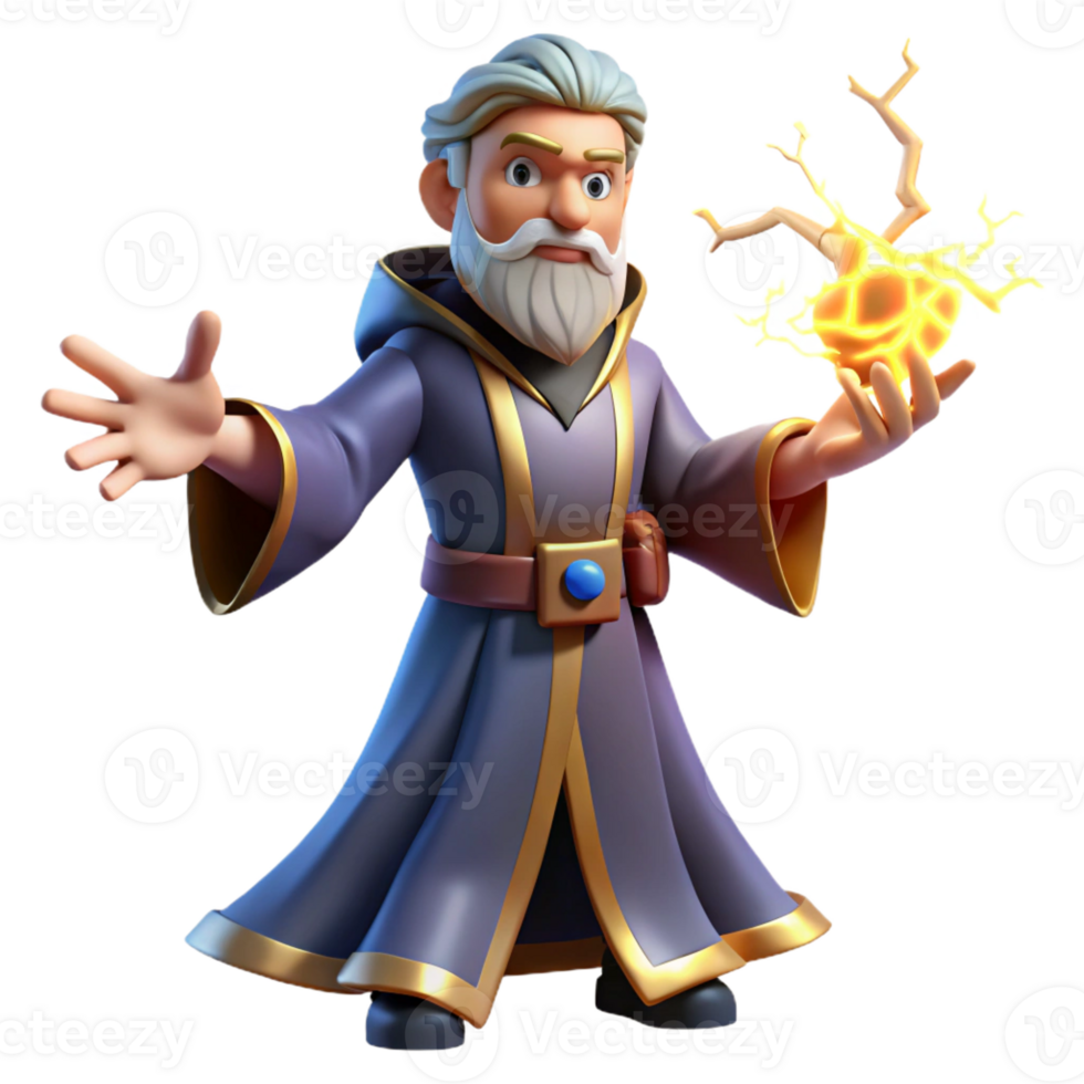stunning contemporary A powerful wizard casting a spell, lightning crackling around his hands, dramatic lighting, comic book style genuine png
