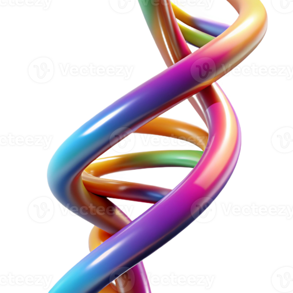 magnificent abstract A DNA strand spiraling upwards, glowing with vibrant colors, scientific visualization style high resolution png